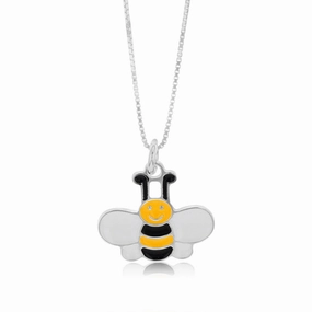 Sterling Silver Enamel Honeybee Pendant on 45cm Chain