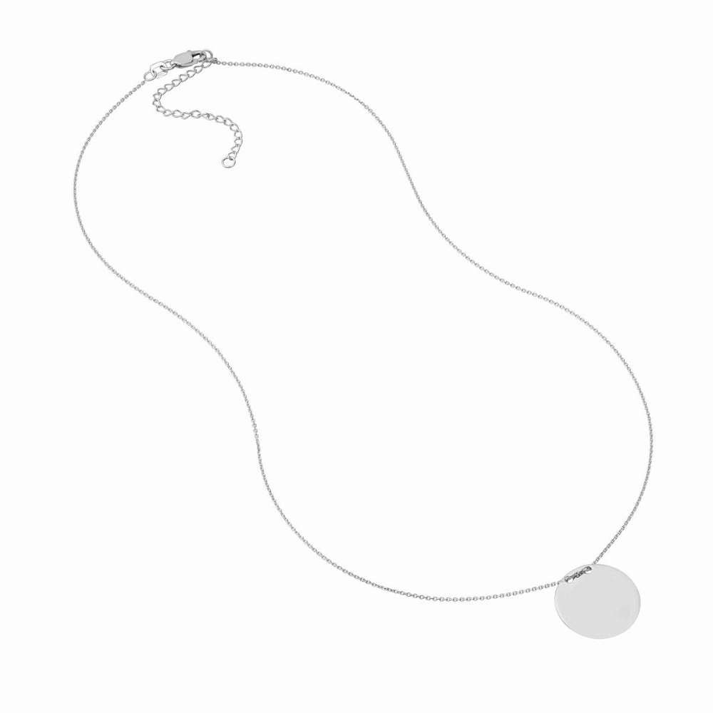 Sterling Silver Engravable Circle Plate Necklace