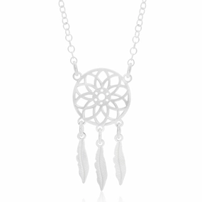 Sterling Silver Fancy Dreamcatcher Pendant With 45cm Chain