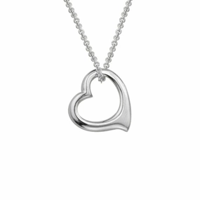 Sterling Silver Floating Heart Pendant Necklace