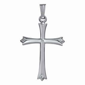 Sterling Silver Fluted Cross Necklace 18" (Chain Not Pictured)
