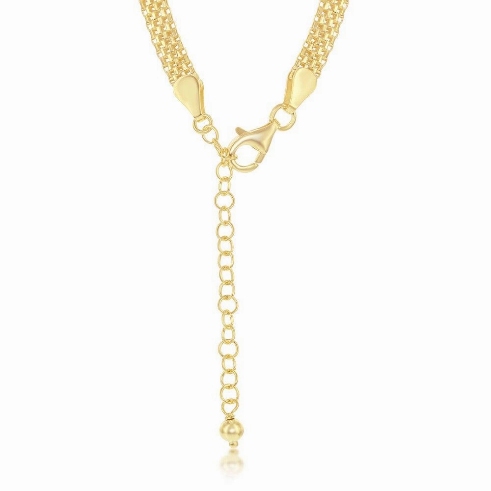 Sterling Silver Gold Plated 5mm Flat Mesh Chain