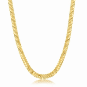Sterling Silver Gold Plated 5mm Flat Mesh Chain