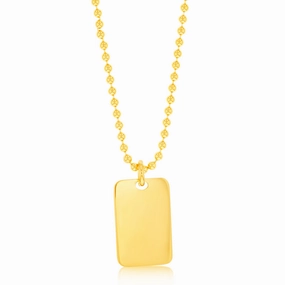 Sterling Silver Gold Plated Dog Tag Pendant On 48cm Chain