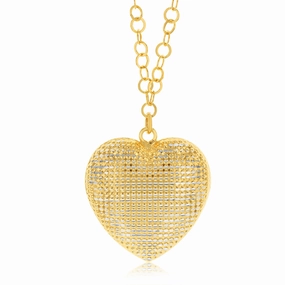Sterling Silver Gold Plated Heart Pendant On 42 3cm Chain