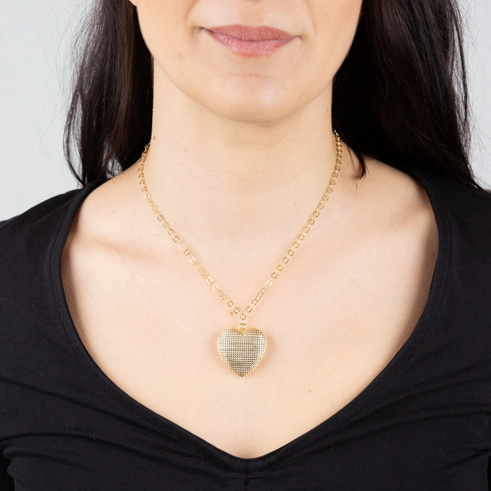 Sterling Silver Gold Plated Heart Pendant On 42 3cm Chain