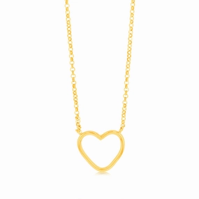 Sterling Silver Gold-Plated Open-Heart Pendant On Chain