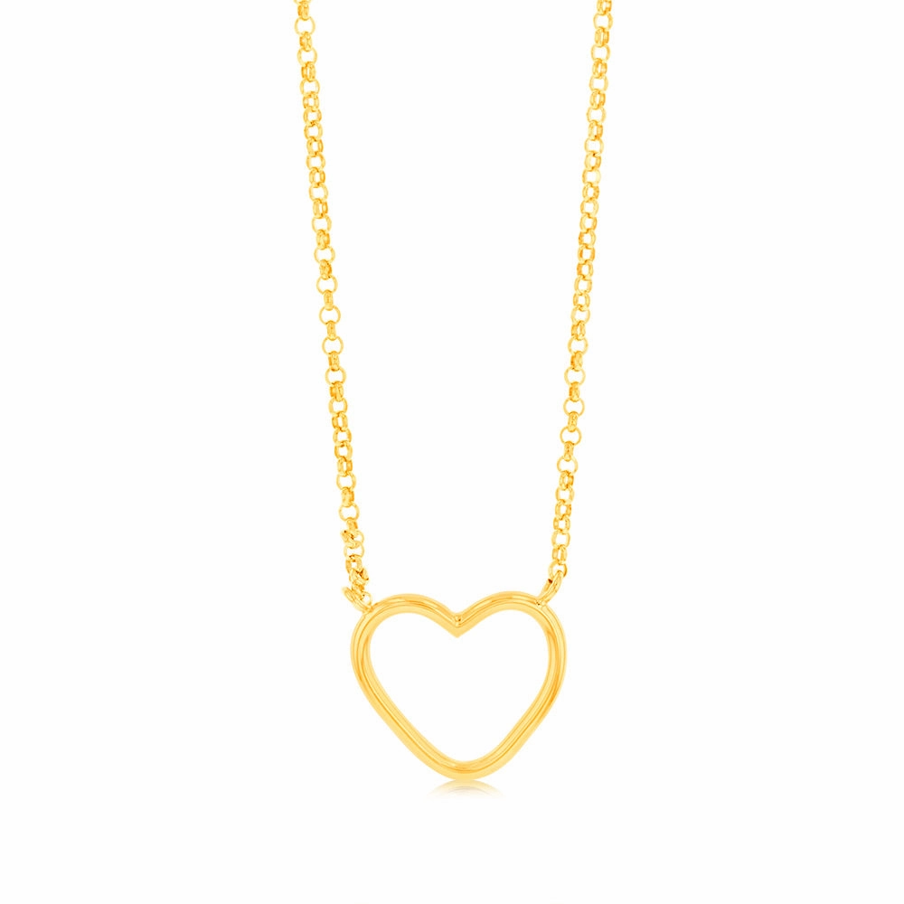 Sterling Silver Gold-Plated Open-Heart Pendant On Chain