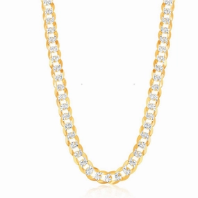 Sterling Silver GP 7.3mm Flat Pave Cuban Chain, 20"