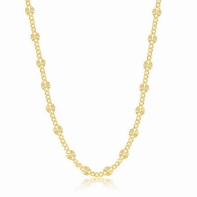 Sterling Silver GP Curb and Diamond-Cut Disc Chain, 20"