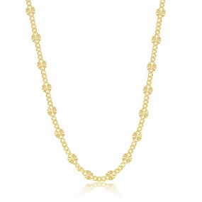 Sterling Silver GP Curb and Diamond-Cut Disc Chain, 24"