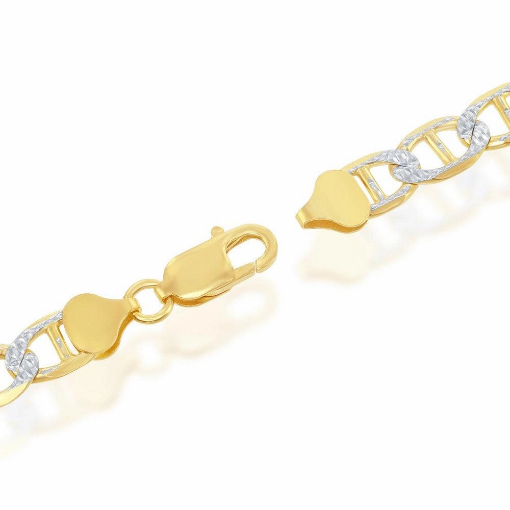 Sterling Silver GP Pave 8mm Flat Marina Chain, 22"