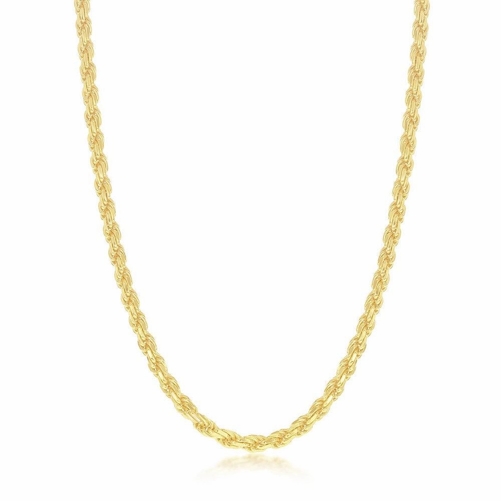 Sterling Silver GP Solid Diamond-Cut 3mm Rope Chain, 20"