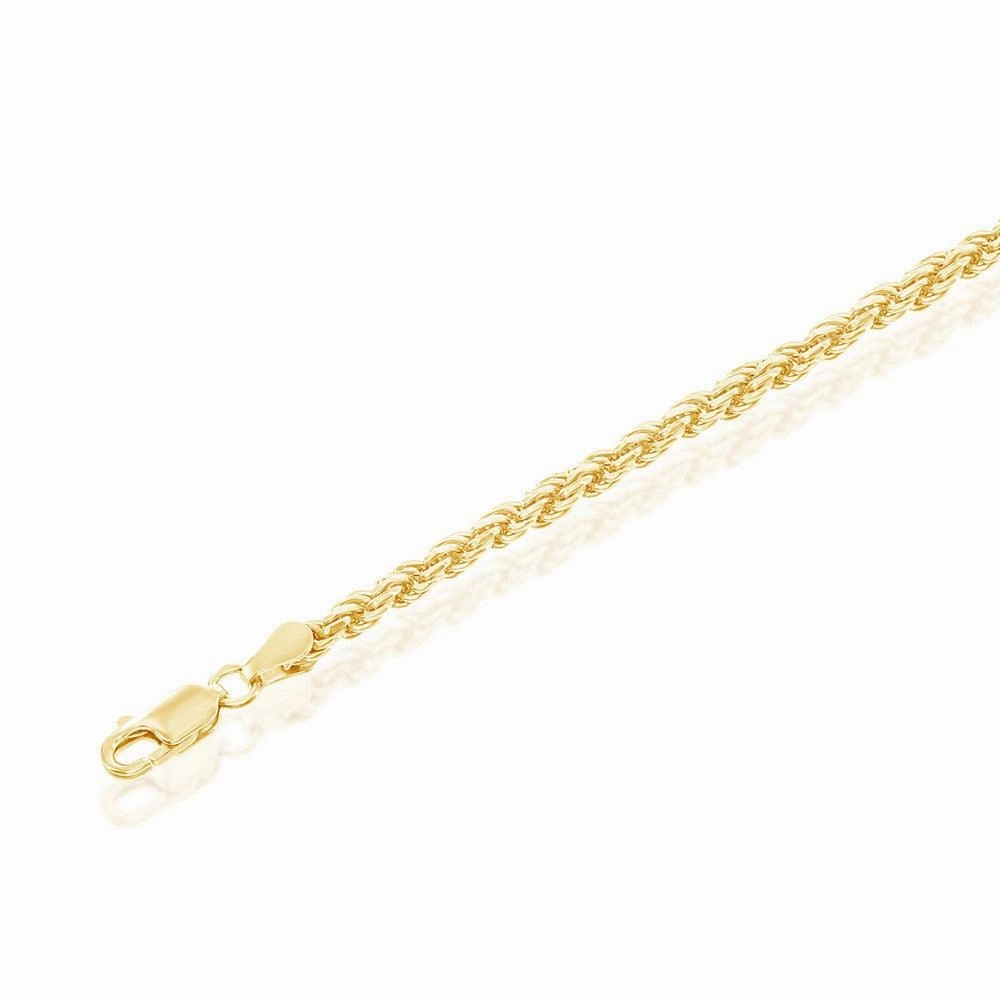 Sterling Silver GP Solid Diamond-Cut 3mm Rope Chain, 24"