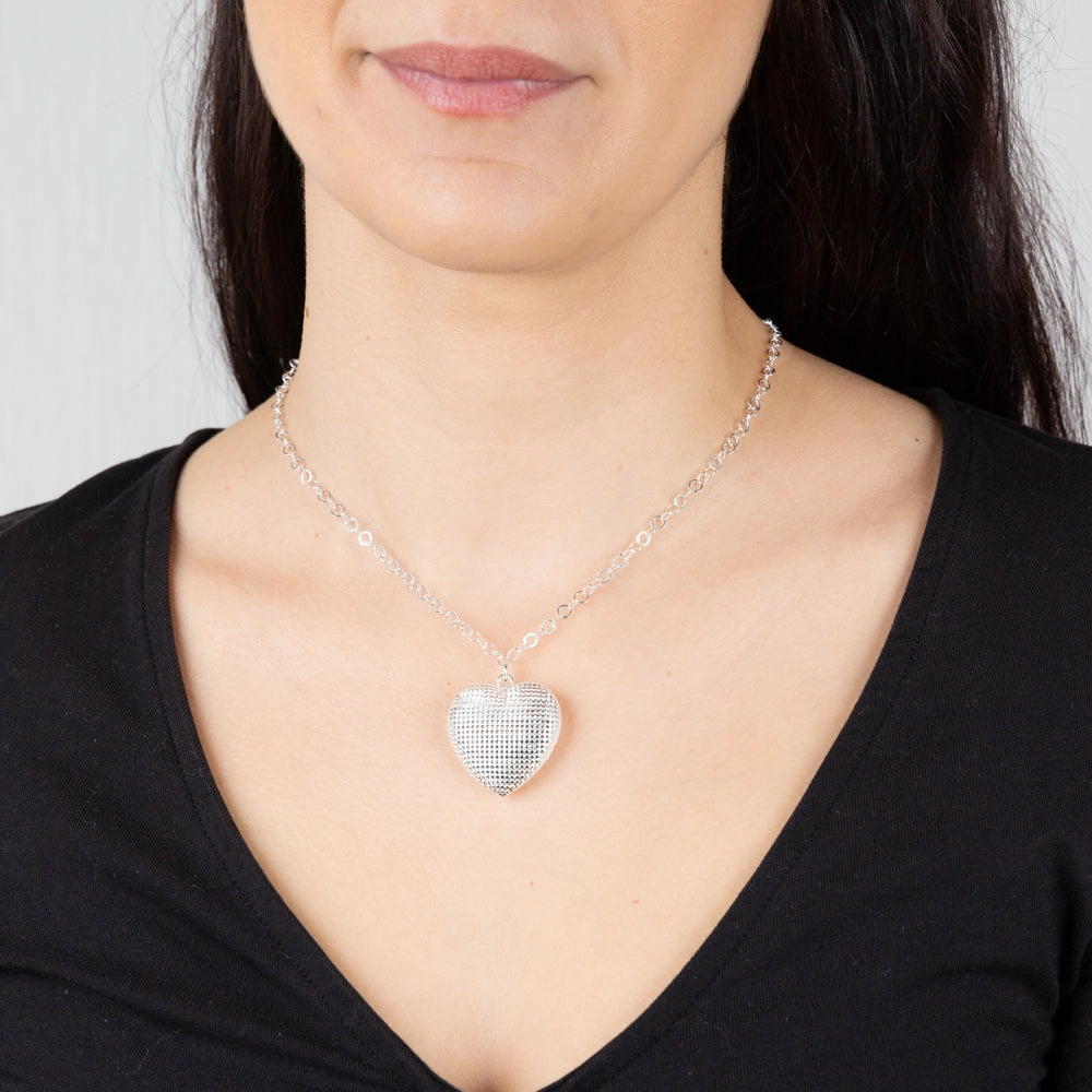 Sterling Silver Heart Pendant On 42 3cm Chain
