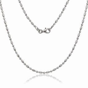 Sterling Silver Oval and Circle Diamond Cut Moon Bead - Rhodium Plated