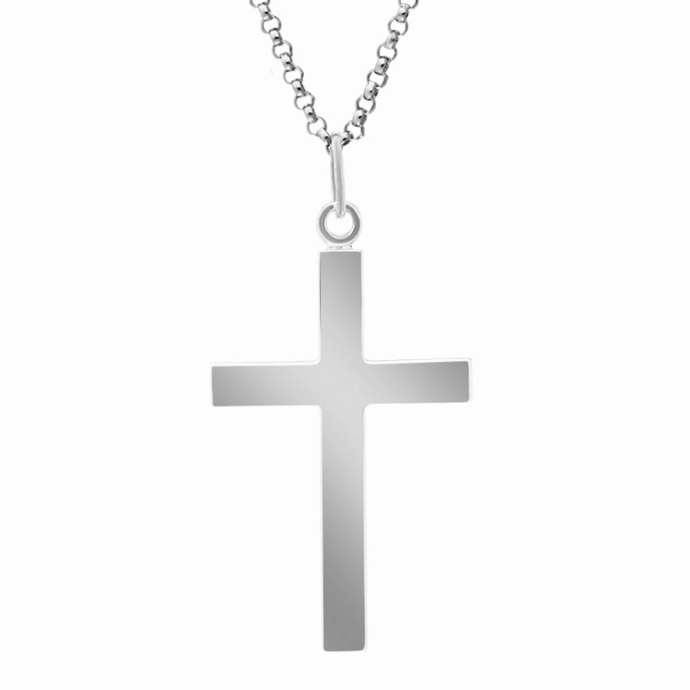 Sterling Silver Polished Cross Necklace