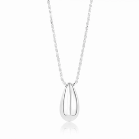 Sterling Silver Polished Tear Drop Pendant on 40 5cm Chain