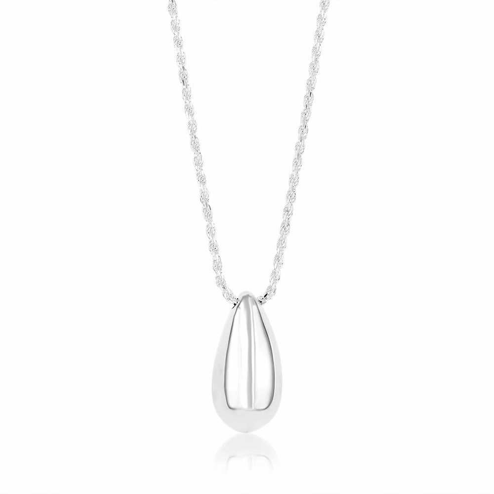 Sterling Silver Polished Tear Drop Pendant on 40 5cm Chain