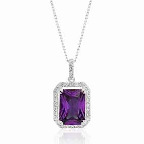 Sterling Silver Purple Cubic Zirconia Pendant