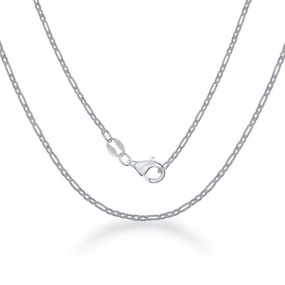 Sterling Silver Rectangle and Circle Open Link Chain, 18"