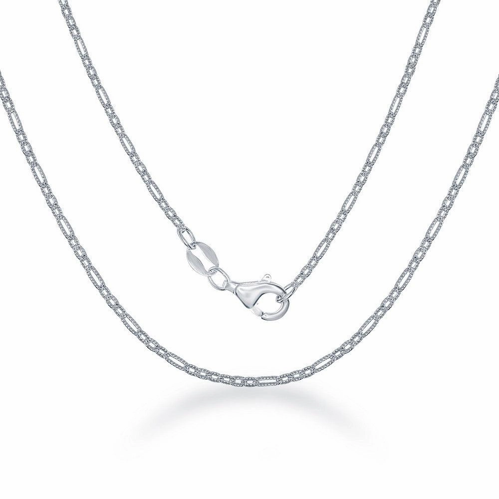 Sterling Silver Rectangle and Circle Open Link Chain, 20"