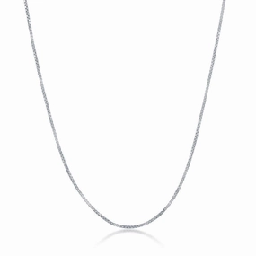 Sterling Silver Rhodium Plated 0.85mm Box Chain, 16"