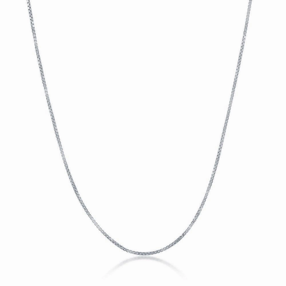 Sterling Silver Rhodium Plated 0.85mm Box Chain, 16"