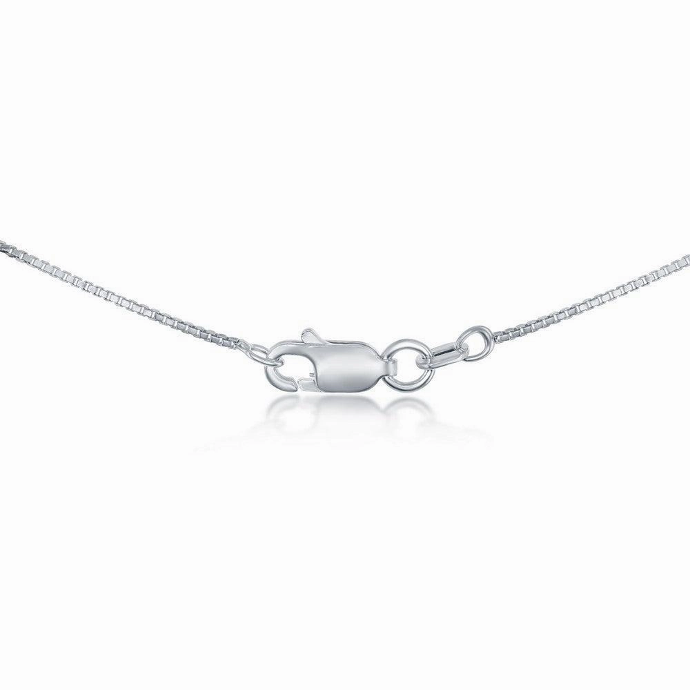 Sterling Silver Rhodium Plated 0.85mm Box Chain, 18"