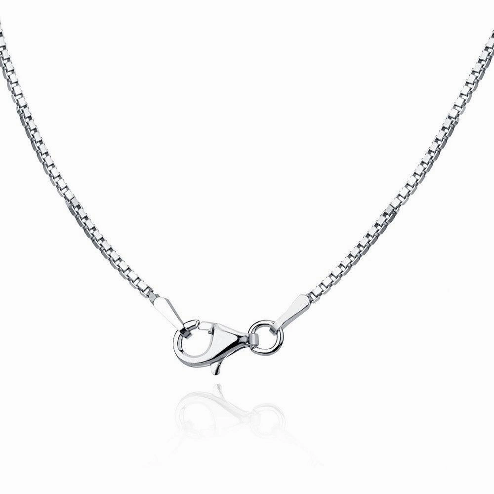 Sterling Silver Rhodium Plated 1.3mm Rhodium Box Chain, 18"