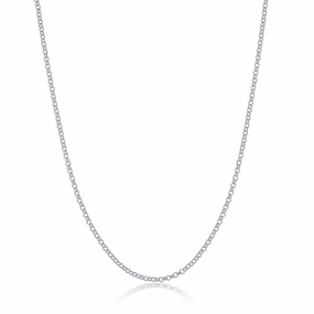 Sterling Silver Rhodium Plated 1.5mm Rolo Chain, 18