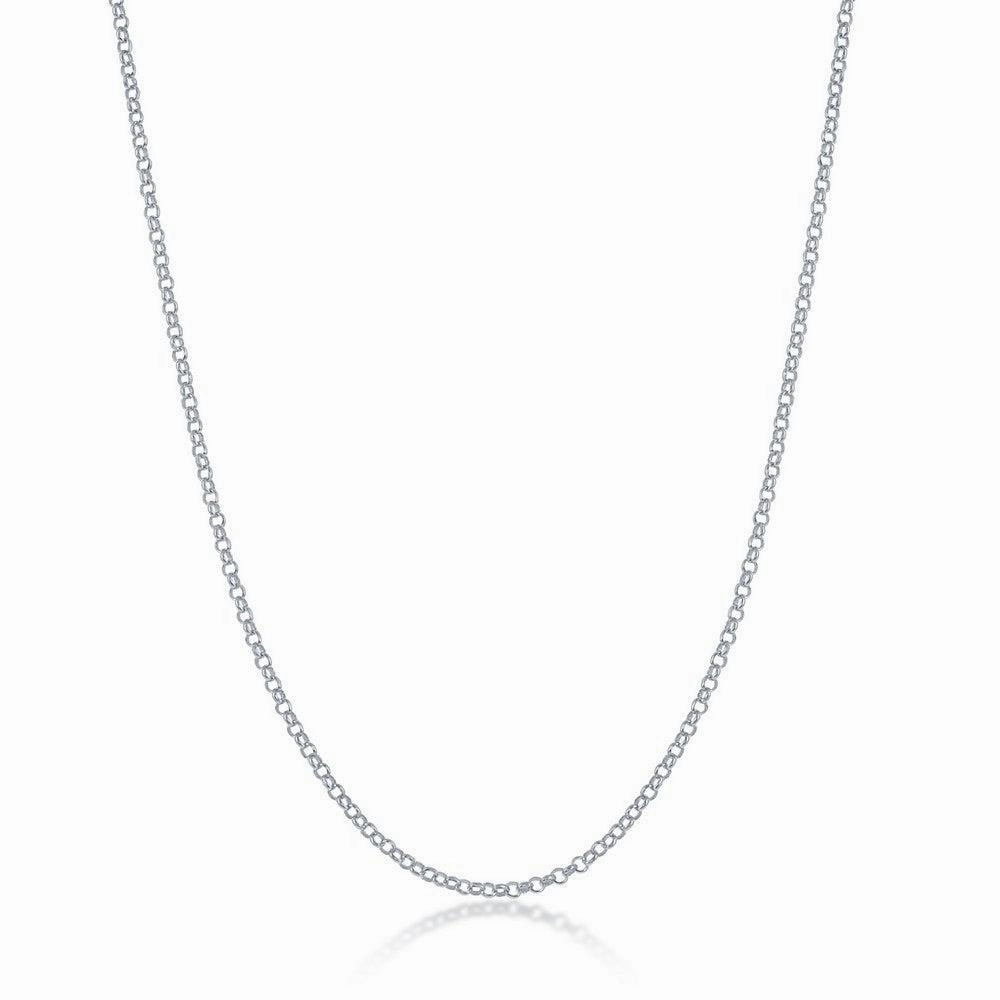 Sterling Silver Rhodium Plated 1.5mm Rolo Chain, 18