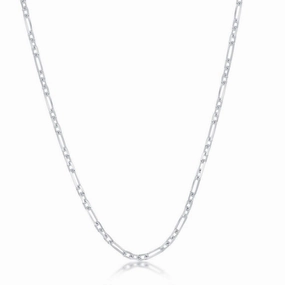 Sterling Silver Rhodium Plated 2mm Anchor Chain, 18"