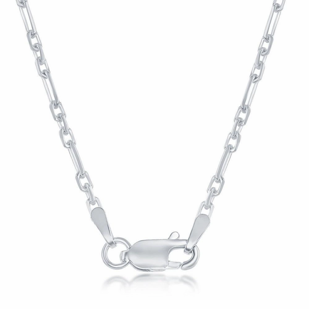 Sterling Silver Rhodium Plated 2mm Anchor Chain, 18"