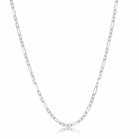 Sterling Silver Rhodium Plated 2mm Anchor Chain, 24"