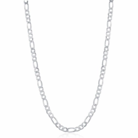 Sterling Silver Rhodium Plated 3.3mm Figaro Chain, 20"