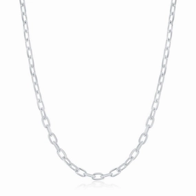 Sterling Silver Rhodium Plated 3.5mm Anchor Chain, 24"