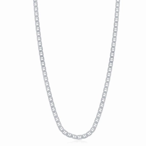 Sterling Silver Rhodium Plated 3.5mm Flat Marina Chain, 20"