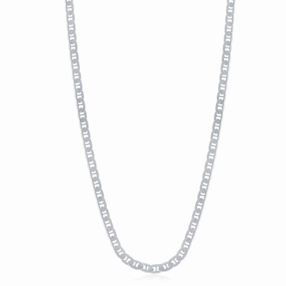 Sterling Silver Rhodium Plated 3.5mm Flat Marina Chain, 20"
