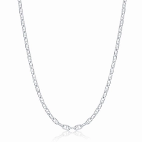 Sterling Silver Rhodium Plated 3.6mm Anchor Marina Chain, 18"