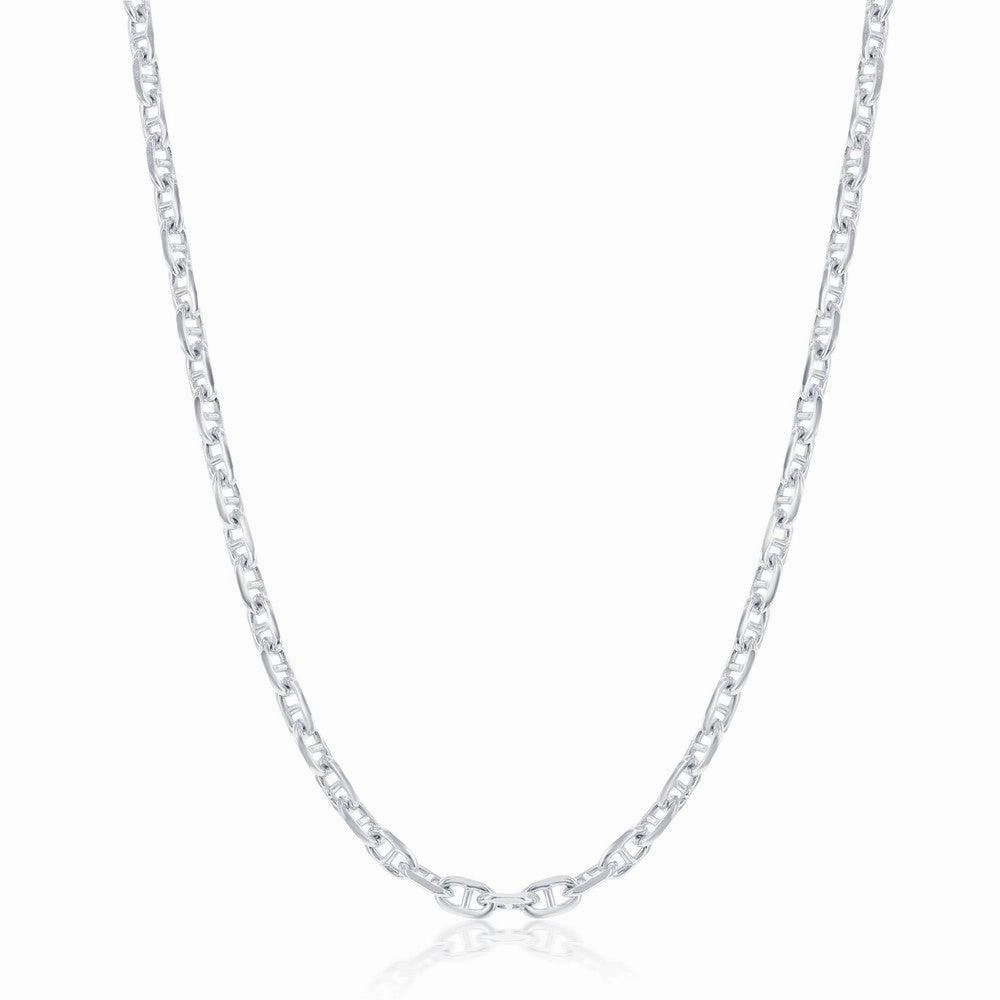Sterling Silver Rhodium Plated 3.6mm Anchor Marina Chain, 20"