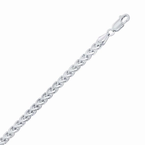 Sterling Silver Rhodium Plated 3mm Franco Chain, 8"