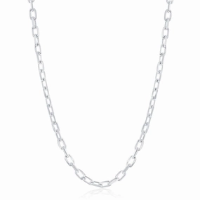 Sterling Silver Rhodium Plated 4.1mm Anchor Chain, 22"