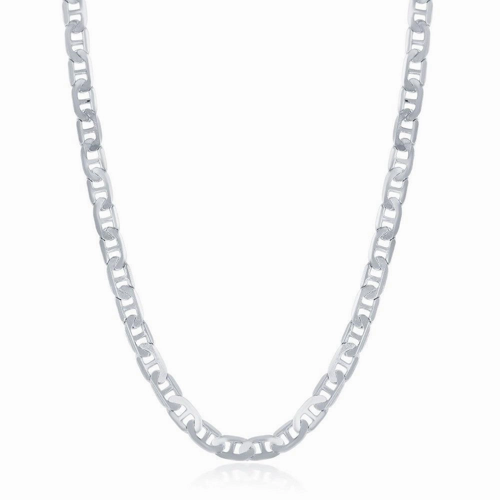 Sterling Silver Rhodium Plated 4.1mm Flat Marina Chain, 22"