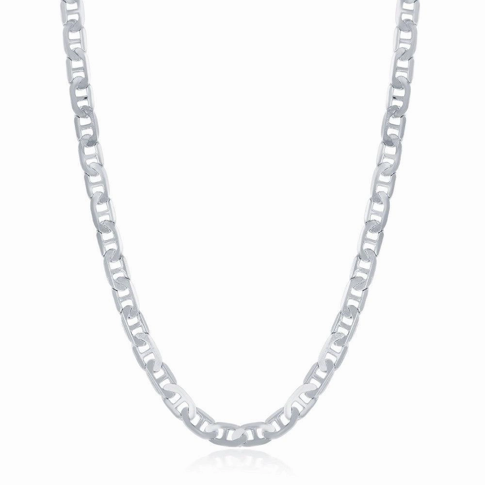 Sterling Silver Rhodium Plated 4.1mm Flat Marina Chain, 24"