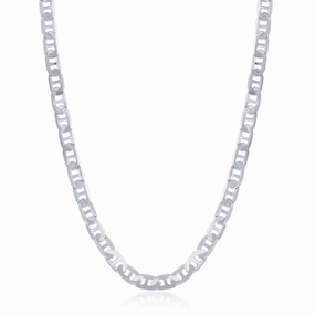Sterling Silver Rhodium Plated 4.1mm Flat Marina Chain, 24"