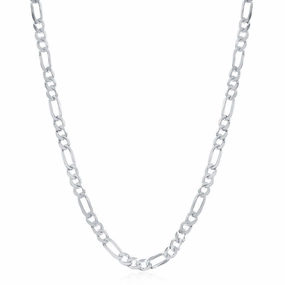 Sterling Silver Rhodium Plated 4.2mm Figaro Chain, 18"