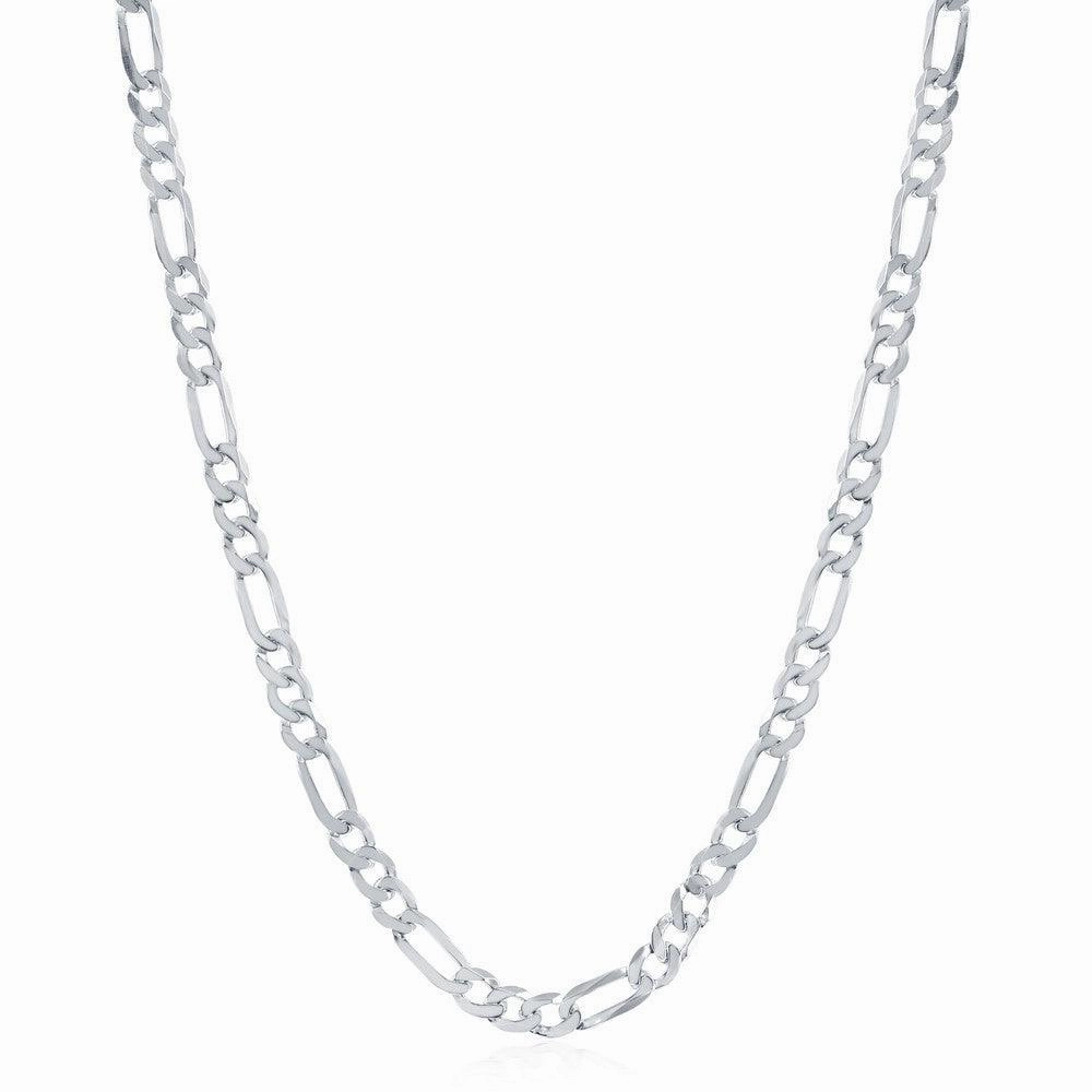 Sterling Silver Rhodium Plated 4.2mm Figaro Chain, 18"
