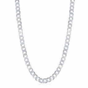 Sterling Silver Rhodium Plated 4.4mm Cuban Chain, 16