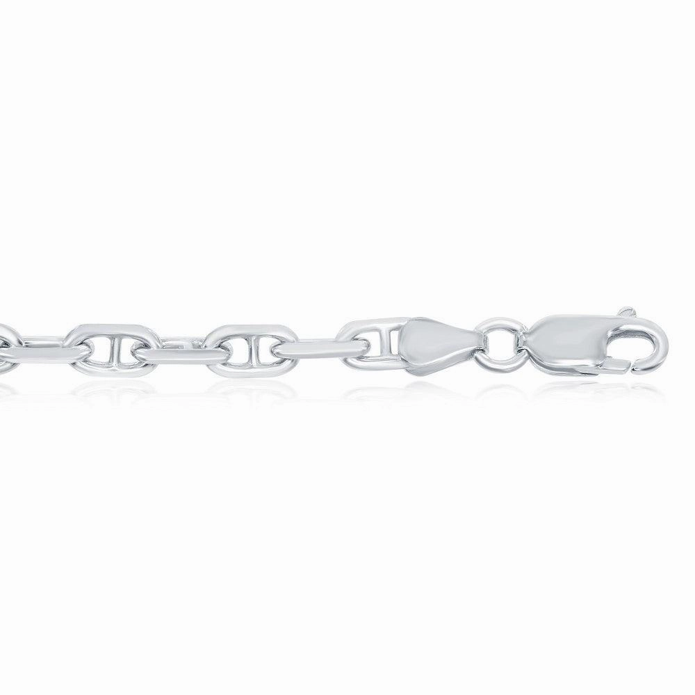 Sterling Silver Rhodium Plated 4.6mm Anchor Marina Chain, 20"